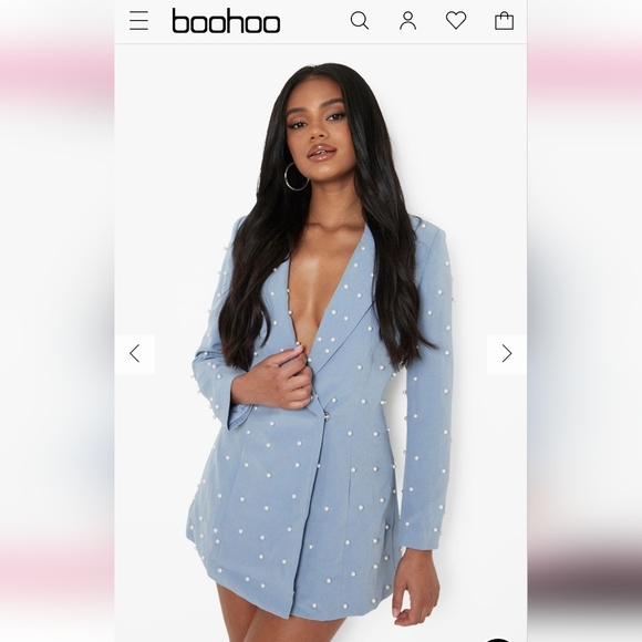 Blue Blazer Dress with Pearls - Picture 2 of 5